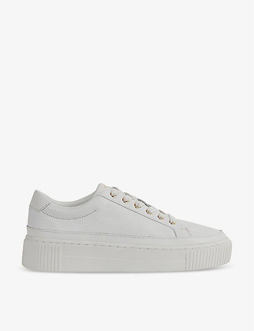 REISS: Leanne grained-leather low-top trainers