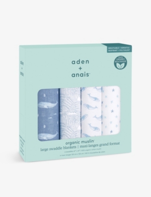 ADEN + ANAIS: Oceanic graphic-print organic-cotton muslins pack of four