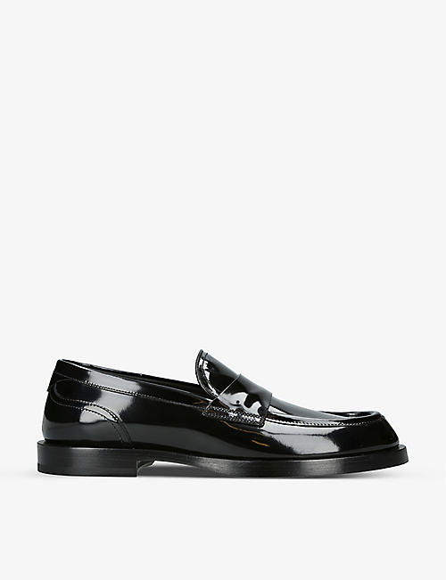 DOLCE & GABBANA: Round-toe patent-leather Penny loafers