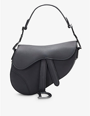 RESELFRIDGES: Pre-loved Dior Saddle mini ultra-matte leather shoulder bag