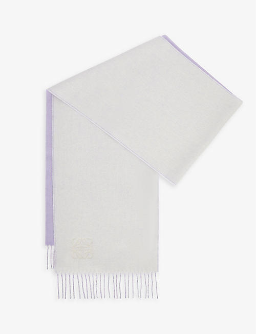 LOEWE: Anagram-embroidered wool and cashmere-blend scarf