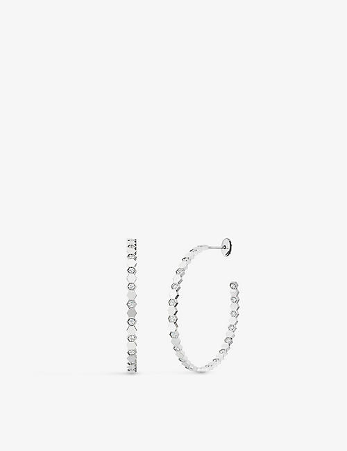 CHAUMET: Bee My Love 18ct white-gold and 1.31ct brilliant-cut diamond hoop earrings