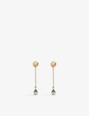 LA MAISON COUTURE: With Love Darling #13 Earth 14ct yellow gold-plated vermeil sterling silver drop earrings