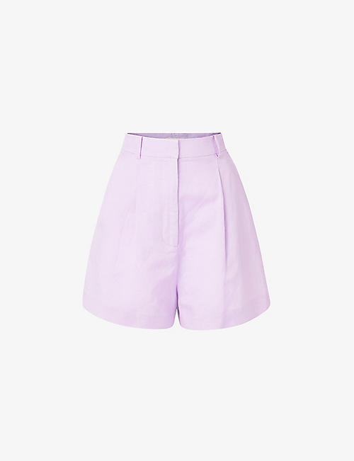 MALINA: Edita high-rise linen-blend shorts