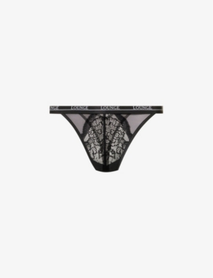 LOUNGE UNDERWEAR: Royal high-rise stretch recycled-polyamide blend thong