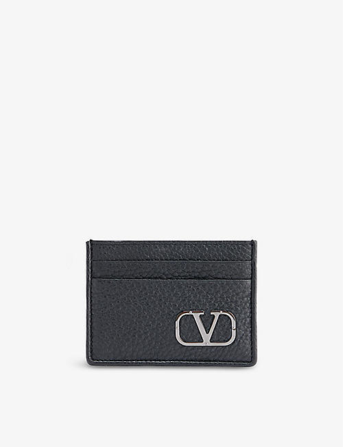VALENTINO GARAVANI: Brand-plaque leather card holder
