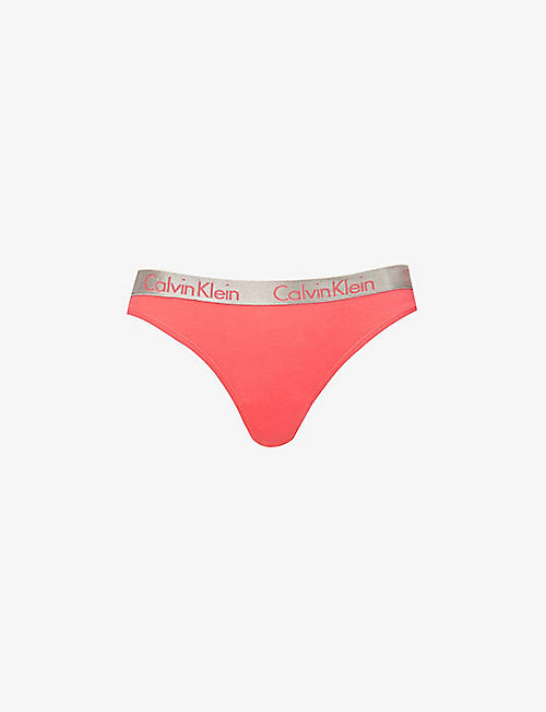 CALVIN KLEIN: Radiant logo-embroidered stretch-cotton thong