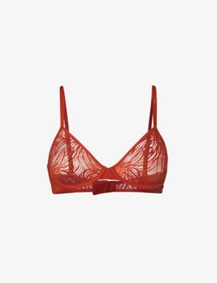 CALVIN KLEIN: Sheer Marquisette floral-lace stretch-woven soft-cup bra