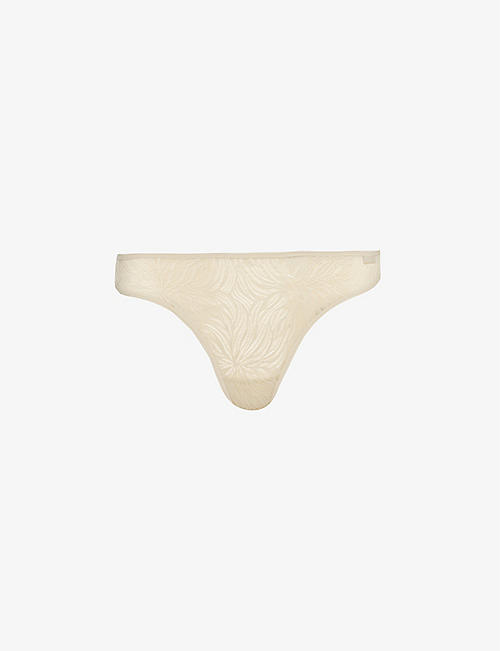CALVIN KLEIN: Sheer Marquisette mid-rise stretch-lace thong