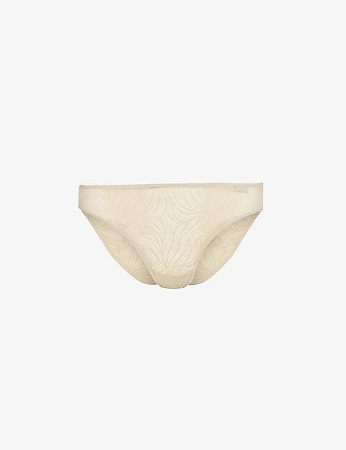CALVIN KLEIN: Sheer Marquisette embroidered stretch-lace briefs