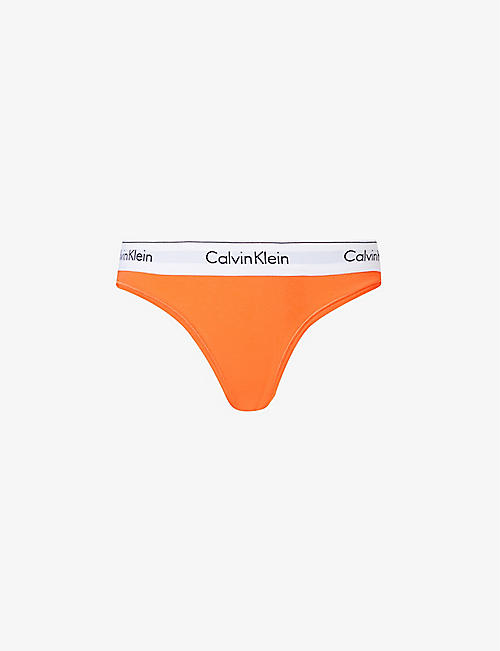 CALVIN KLEIN: Modern logo-embroidered cotton-blend thong