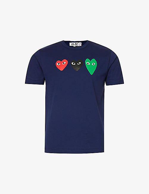 COMME DES GARCONS PLAY: Heart-print crewneck cotton-jersey T-shirt