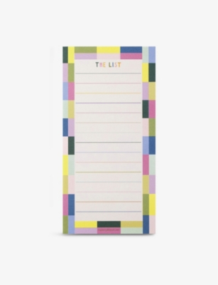 RASPBERRY BLOSSOM: Rainbow Tiles graphic-print list pad 10cm x 21cm