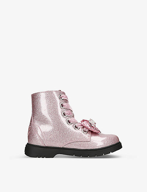 LELLI KELLY: Fior Di Fiocco glitter patent faux-leather ankle boots 4-8 years