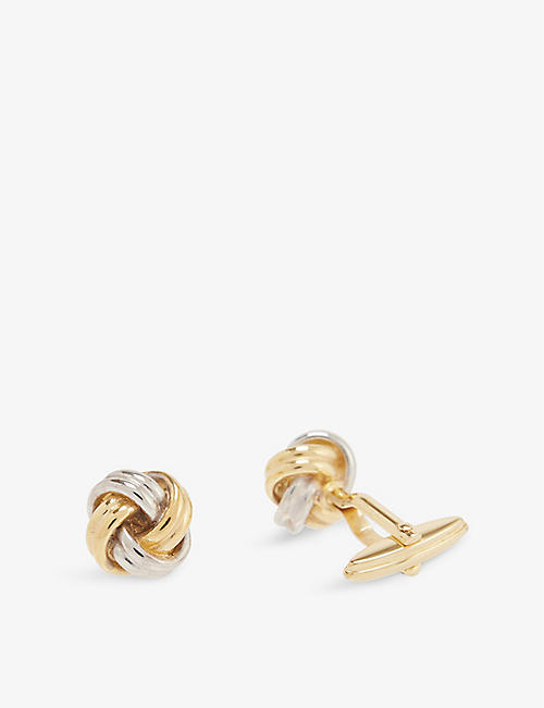 LANVIN: Knotted two-tone rhodium-plated brass cufflinks