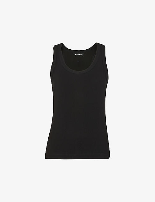 WHISTLES: Scoop-neck ribbed stretch-knit vest top