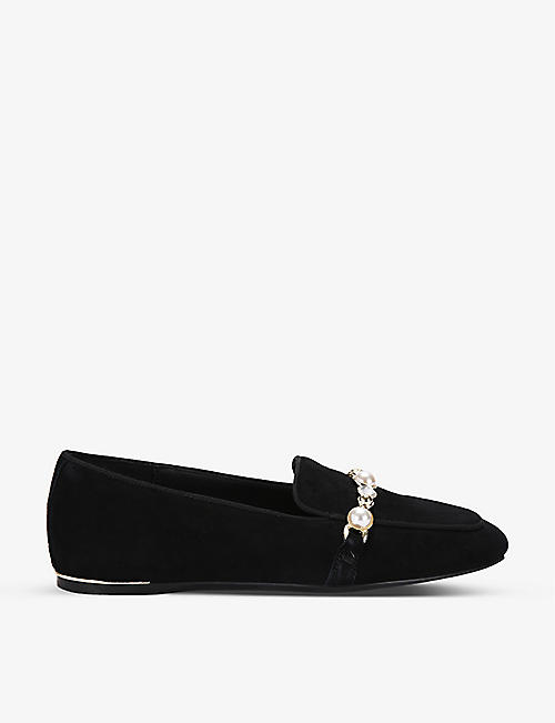CARVELA: Precious crystal and faux-pear suede-leather loafers