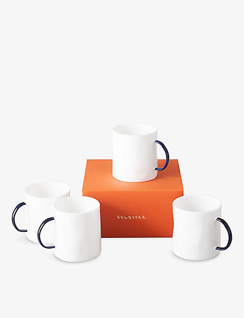FELDSPAR: Dimpled-texture bone-china coffee mugs set of four