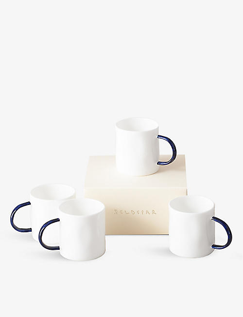 FELDSPAR: Dimpled-texture bone china espresso mugs set of four