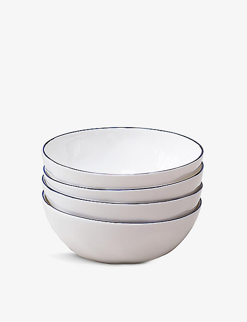 FELDSPAR: Dimpled-texture bone-china cereal bowls set of four