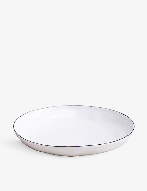 FELDSPAR: Dimpled-texture shallow bone-china serving bowl 34cm