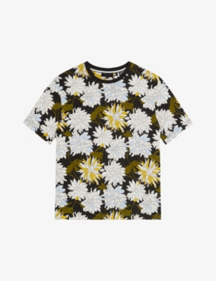 TED BAKER: Florid floral-print short-sleeve cotton T-shirt