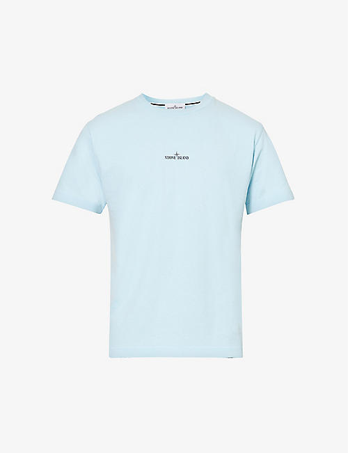 STONE ISLAND: Logo-print crewneck cotton-jersey T-shirt