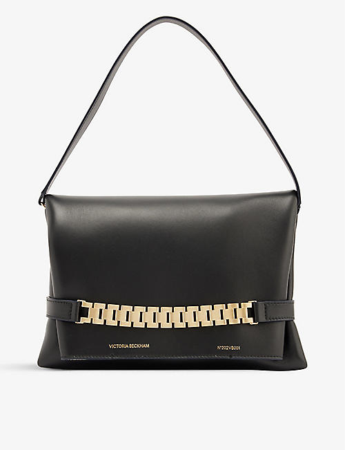 VICTORIA BECKHAM: Chain-embellished leather shoulder bag