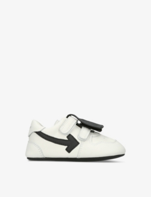 OFF-WHITE C/O VIRGIL ABLOH: Out of Office logo-embroidered leather low-top crib shoes 0-12 months