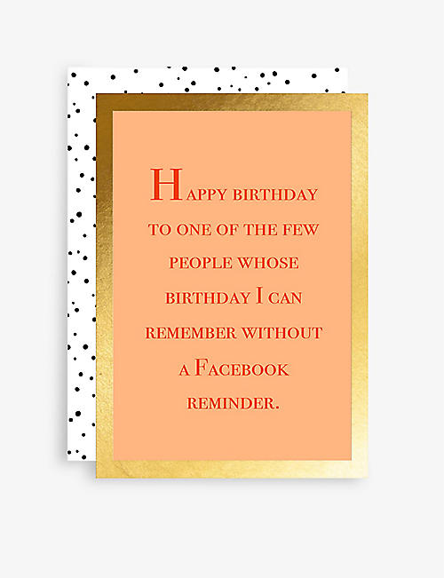 ELEANOR STUART: Facebook Reminder birthday greetings card 12.5cm x 17.5cm