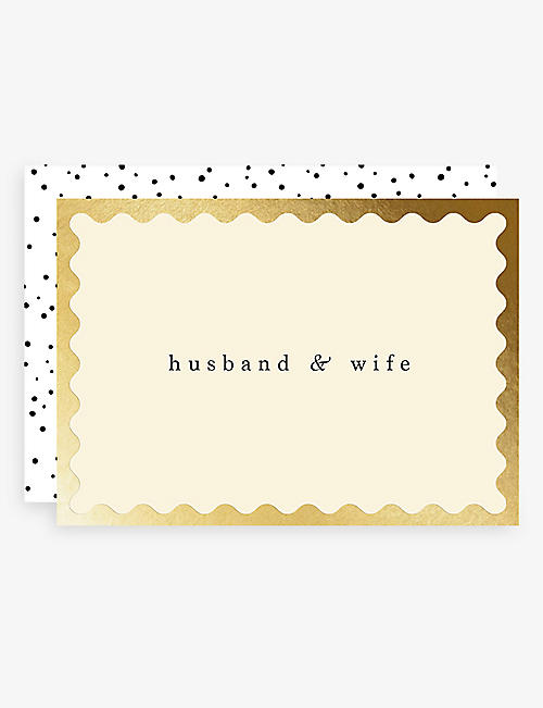 ELEANOR STUART: Husband & Wife gold-foil greetings card 12.5cm x 17.5cm