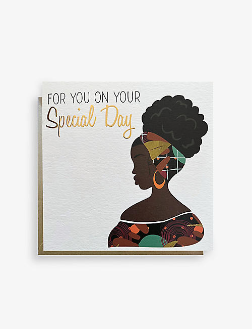 AFROTOUCH DESIGN: Opulence Uchechi birthday card 15cm x 15cm