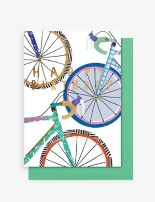 STOP THE CLOCK: Bikes happy birthday card 12.5cm x 17.5cm