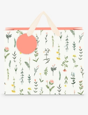 ELEANOR STUART: Meadow Floral floral-print medium gift bag 27cm x 33cm