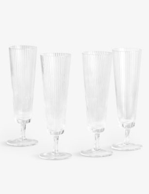 SOHO HOME: Textured fluted champagne glasses set of four