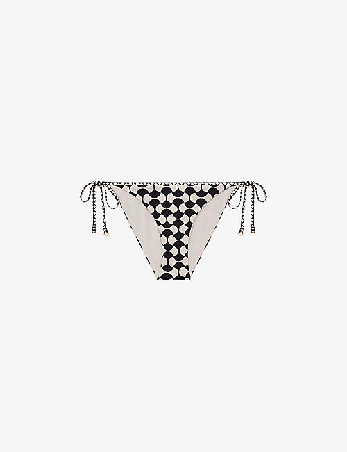 REISS: Thia geometric-print stretch-jersey bikini bottoms
