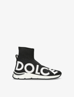 DOLCE & GABBANA: Brand-embroidered woven high-top trainers 5-7 years