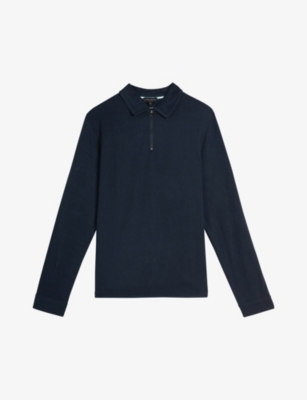 TED BAKER: Karpol half-zip long-sleeve knitted polo