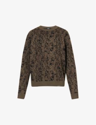 REPRESENT: Abstract-pattern crewneck cotton and cashmere sweatshirt