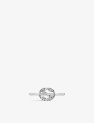 GUCCI: Interlocking GG 0.12ct diamond and 18ct white-gold ring