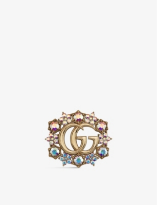 GUCCI: Fashion Show Double G brass brooch