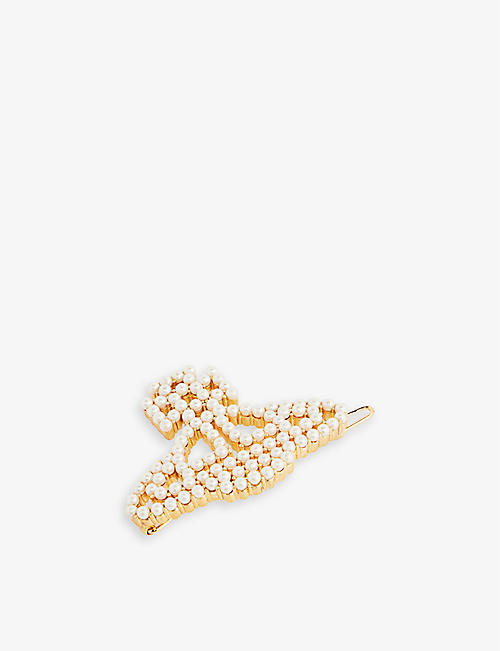 VIVIENNE WESTWOOD JEWELLERY: Annalisa large brass and faux-pearl hair clip