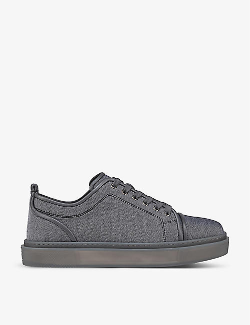 CHRISTIAN LOUBOUTIN: Adolon Junior woven-blend and suede low-top trainers