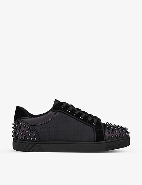 CHRISTIAN LOUBOUTIN: Seavaste 2 Orlato leather and woven low-top trainers