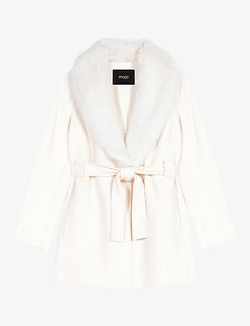 MAJE: Galaxyo belted-waist wool-blend coat