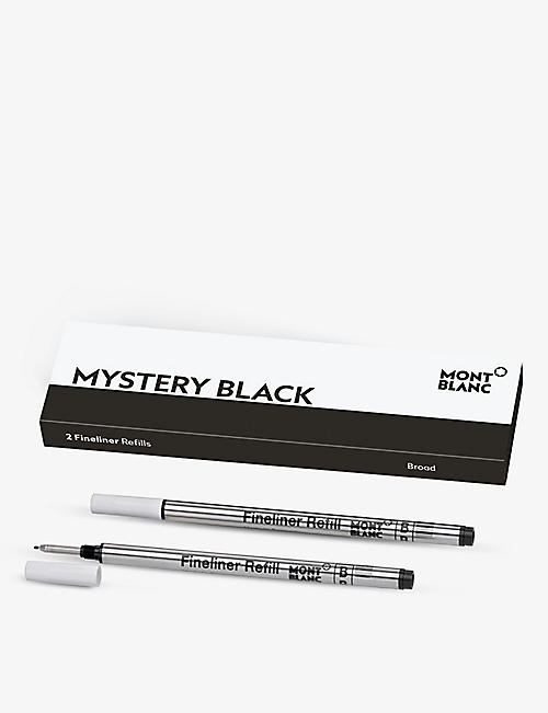 MONTBLANC: Mystery Black broad fineliner pen refills set of two