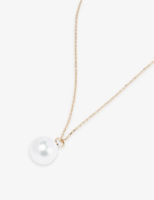 MATEO: Dot 14ct yellow-gold, pearl and 0.03ct diamond pendant necklace