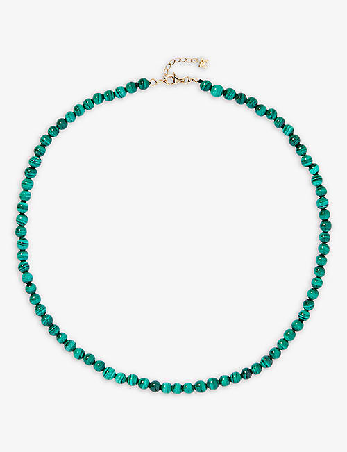 MATEO: 14ct yellow-gold and malachite beaded necklace