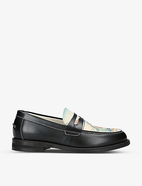 DUKE & DEXTER: WILDE graphic-print leather penny loafers