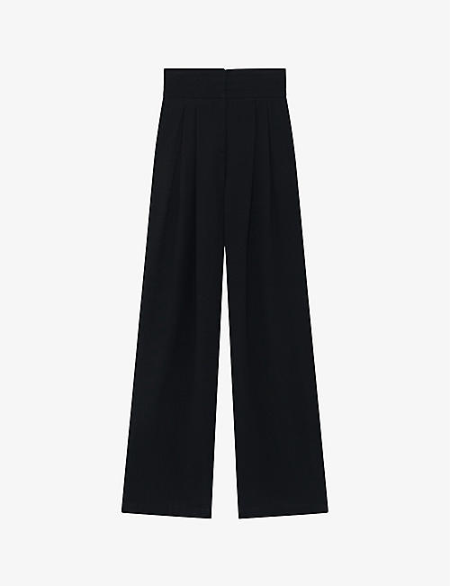 IRO: Jeon pleated wide-leg mid-rise wool-blend trousers